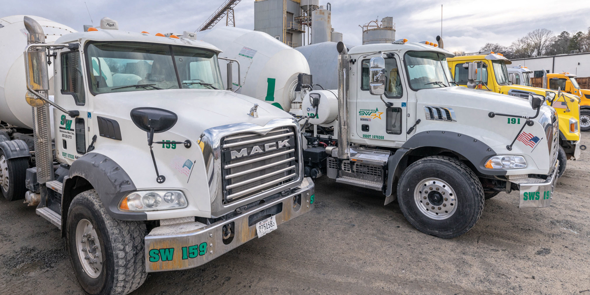 Concrete trucks at plant yard